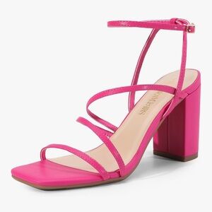 Pink Strappy Block Heels